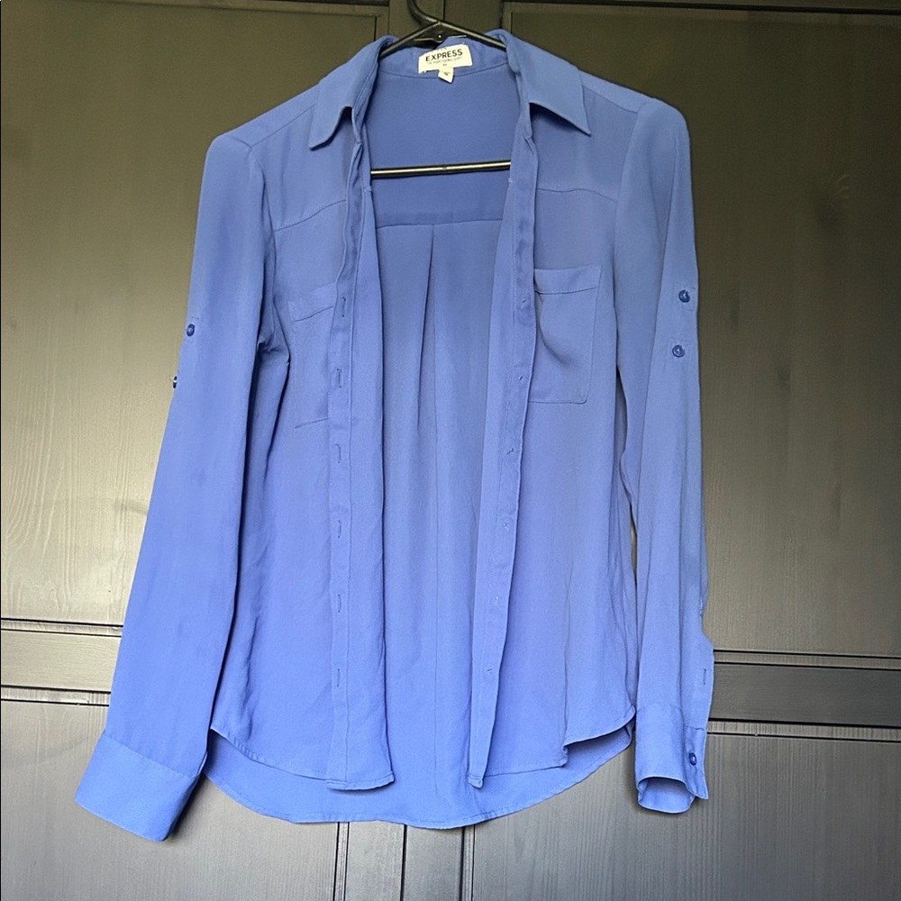 Express Women's Vibrant Blue Button-Down Shirt